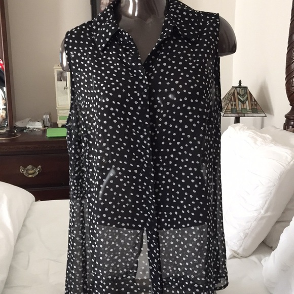 black blouse with white dots